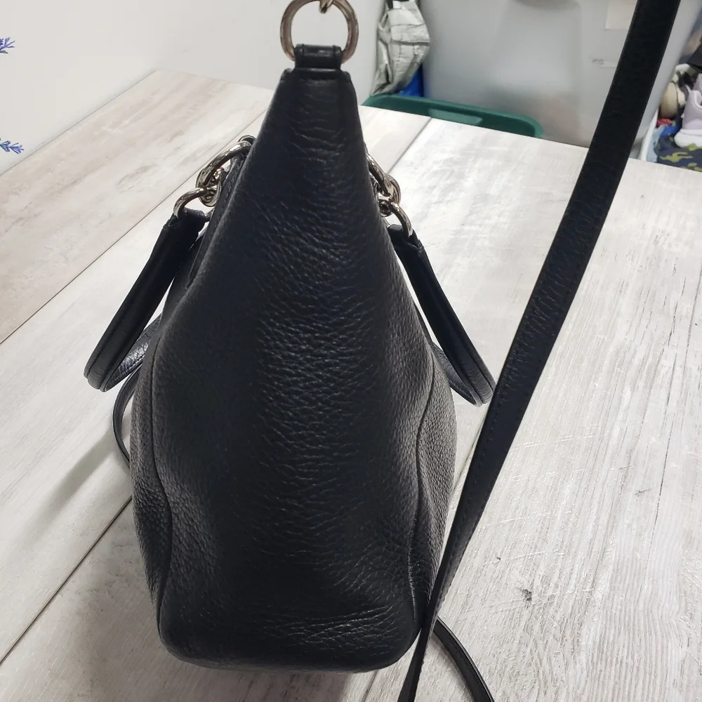 Coach F36675 Pebble Leather Kelsey Satchel Handbag Black with Silver Hardware - Picture 16 of 16